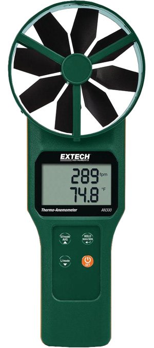 Large Vane Thermo-Anemometer - 4＂ Vane, Airflow & Temperature | Extech AN300