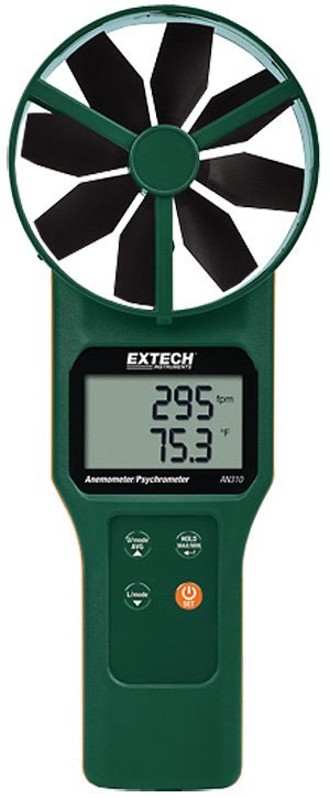 Large Vane Thermo-Anemometer - Humidity, Wet Bulb, Dew Point | Extech AN310