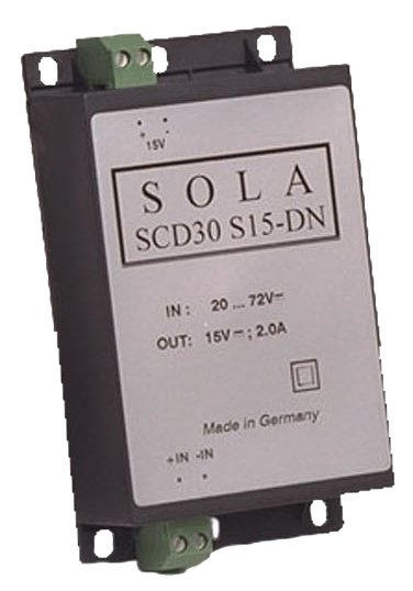 SolaHD SCD Series: Encapsulated Industrial DC-DC Converter for DIN Rail & Chassis Mount