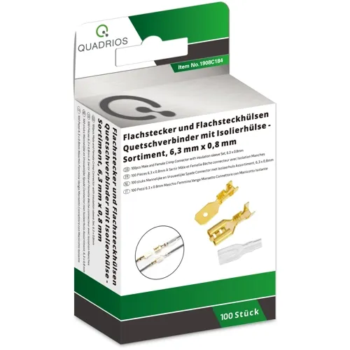 Extra-Heavy-Duty 6.3mm Faston Connector Set – 0.8mm Tab for Demanding Connections | QUADRIOS 1908C184